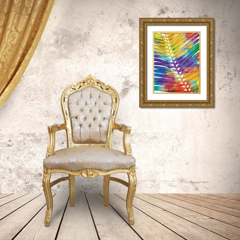 Watercolorful Palms Gold Ornate Wood Framed Art Print with Double Matting by OnRei