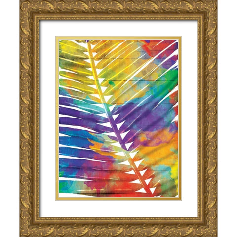 Watercolorful Palms Gold Ornate Wood Framed Art Print with Double Matting by OnRei