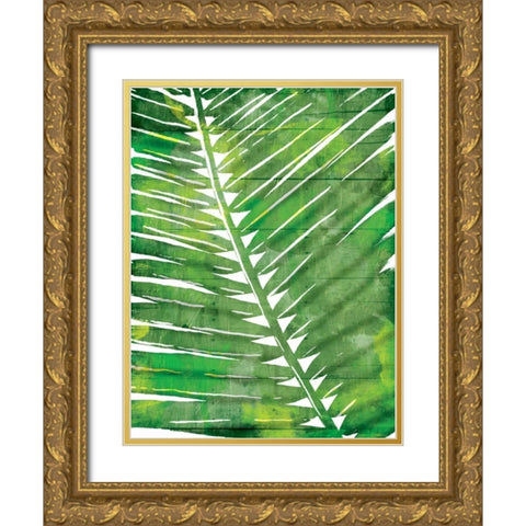 Watercolor Palms Gold Ornate Wood Framed Art Print with Double Matting by OnRei