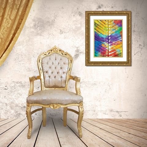 Watercolorful Palms Mate Gold Ornate Wood Framed Art Print with Double Matting by OnRei