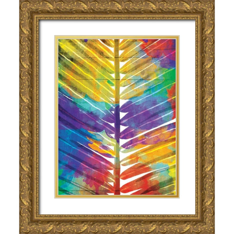 Watercolorful Palms Mate Gold Ornate Wood Framed Art Print with Double Matting by OnRei