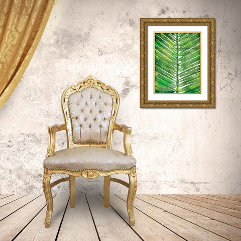 Watercolor Palms Mate Gold Ornate Wood Framed Art Print with Double Matting by OnRei