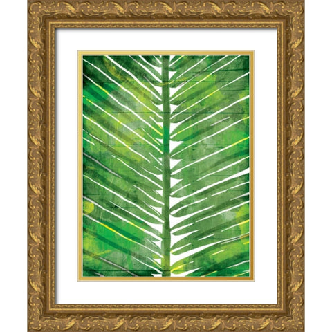 Watercolor Palms Mate Gold Ornate Wood Framed Art Print with Double Matting by OnRei