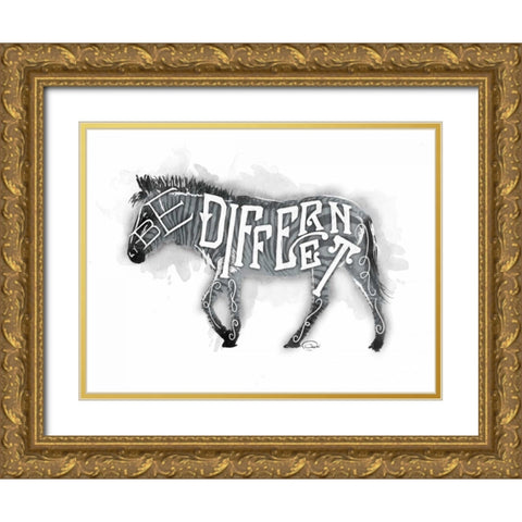 Be Different Gold Ornate Wood Framed Art Print with Double Matting by OnRei