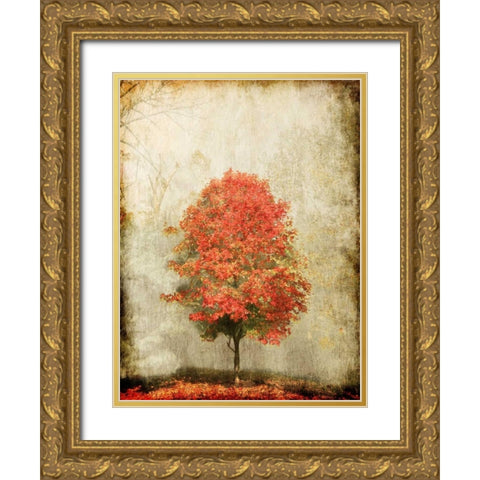 Fire Tree Gold Ornate Wood Framed Art Print with Double Matting by OnRei