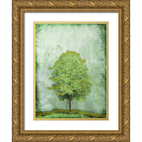 Green Tree Gold Ornate Wood Framed Art Print with Double Matting by OnRei