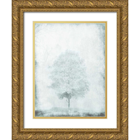 Snow Tree Gold Ornate Wood Framed Art Print with Double Matting by OnRei