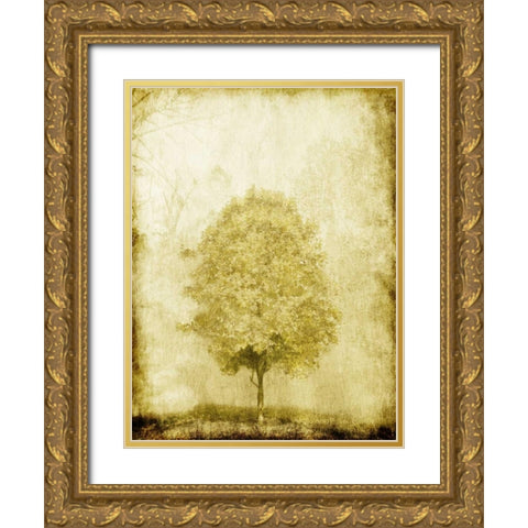 Golden Tree Gold Ornate Wood Framed Art Print with Double Matting by OnRei