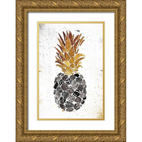 Golden Mandala Pineapple Gold Ornate Wood Framed Art Print with Double Matting by OnRei