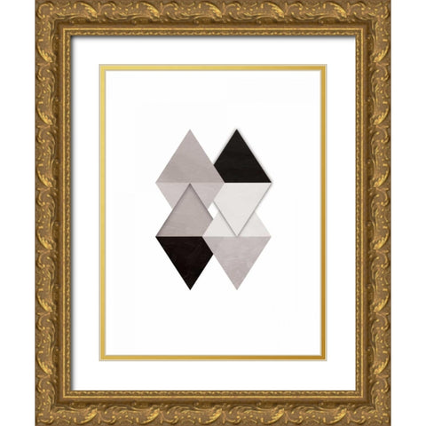 Grey Simplicity Gold Ornate Wood Framed Art Print with Double Matting by OnRei