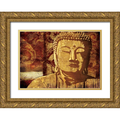 Find Golden Serenity Gold Ornate Wood Framed Art Print with Double Matting by OnRei