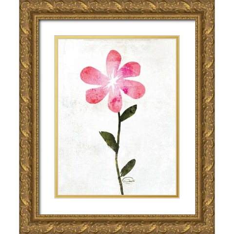 Happy Pink Gold Ornate Wood Framed Art Print with Double Matting by OnRei