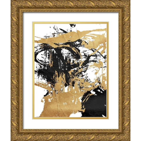 Jaidens Mess Gold Ornate Wood Framed Art Print with Double Matting by OnRei