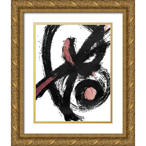 Jaidens Swirl Rose Gold Ornate Wood Framed Art Print with Double Matting by OnRei