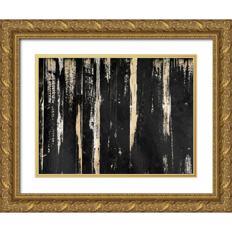 Gold Streaks Gold Ornate Wood Framed Art Print with Double Matting by OnRei