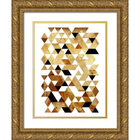 Golden Triangles Mate Gold Ornate Wood Framed Art Print with Double Matting by OnRei