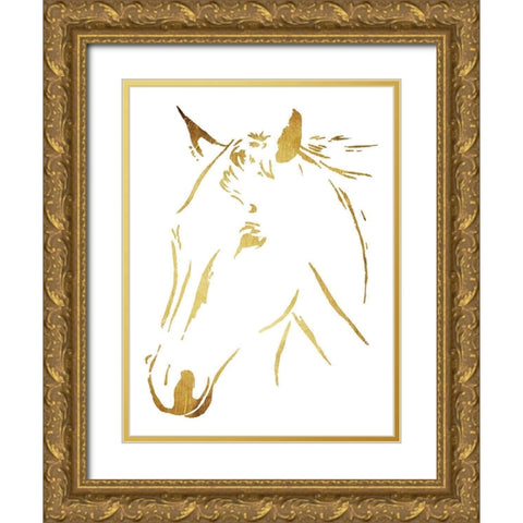 Gold Horse Gold Ornate Wood Framed Art Print with Double Matting by OnRei