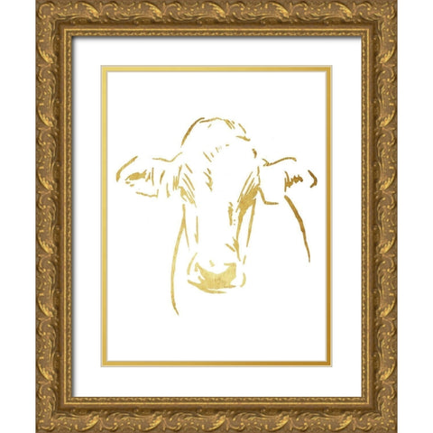 Gold Cow Gold Ornate Wood Framed Art Print with Double Matting by OnRei