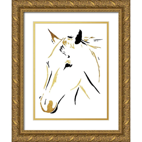 Gold Black Horse Gold Ornate Wood Framed Art Print with Double Matting by OnRei