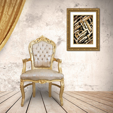 Hectic Maze Gold Ornate Wood Framed Art Print with Double Matting by OnRei