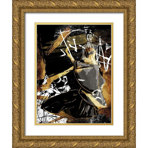 Abstract Dress Gold Ornate Wood Framed Art Print with Double Matting by OnRei