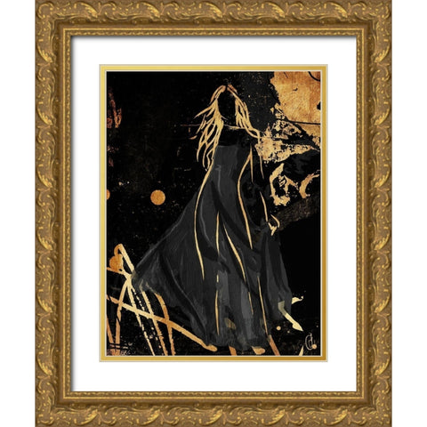 Gold In The Wind Gold Ornate Wood Framed Art Print with Double Matting by OnRei