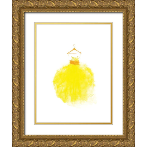 Puffy dress Three Gold Ornate Wood Framed Art Print with Double Matting by OnRei