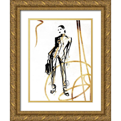 Golden Runway Stance Gold Ornate Wood Framed Art Print with Double Matting by OnRei