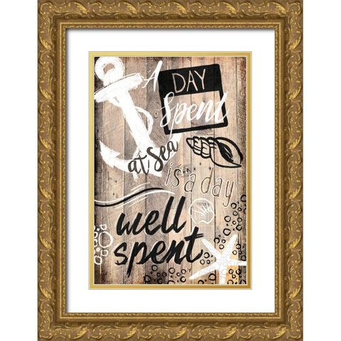 A Day At Sea Gold Ornate Wood Framed Art Print with Double Matting by OnRei