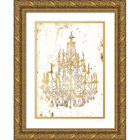 Golden Chandeliers Gold Ornate Wood Framed Art Print with Double Matting by OnRei