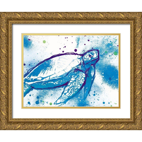 Turtle in the Wall Gold Ornate Wood Framed Art Print with Double Matting by On Rei
