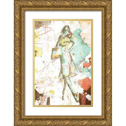 Fashion On The Wall Gold Ornate Wood Framed Art Print with Double Matting by OnRei