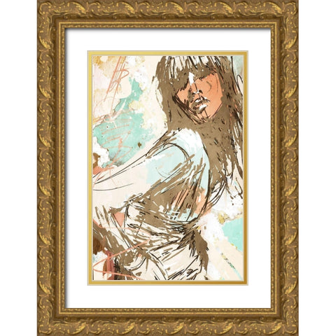 Fashion Push Gold Ornate Wood Framed Art Print with Double Matting by OnRei