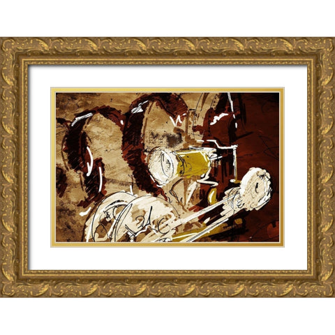 Projector And Film Gold Ornate Wood Framed Art Print with Double Matting by OnRei