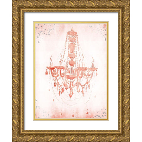 Blush Silver Chandelier Gold Ornate Wood Framed Art Print with Double Matting by OnRei