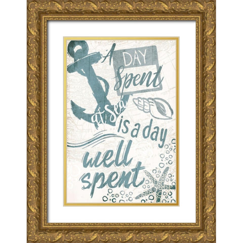 A Day At Sea Gold Ornate Wood Framed Art Print with Double Matting by OnRei