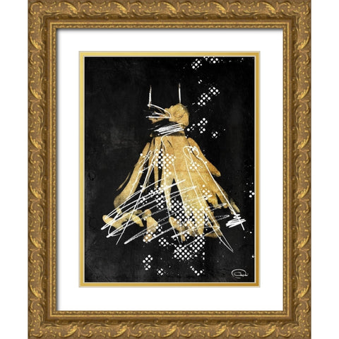 Gold Dress White Dots Two Gold Ornate Wood Framed Art Print with Double Matting by OnRei