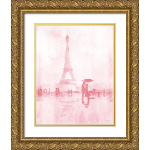 Blush Rain Gold Ornate Wood Framed Art Print with Double Matting by OnRei