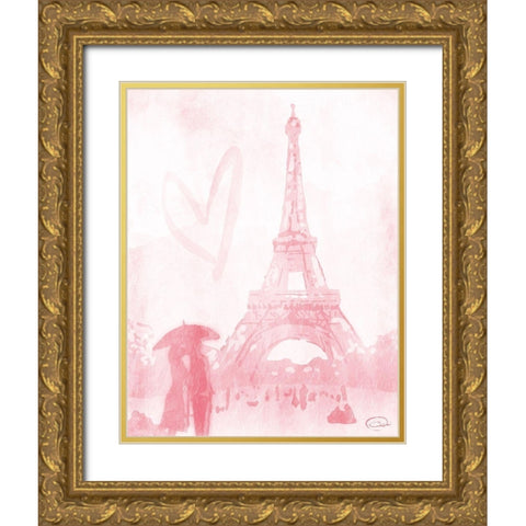 Blush Rain Mate Gold Ornate Wood Framed Art Print with Double Matting by OnRei