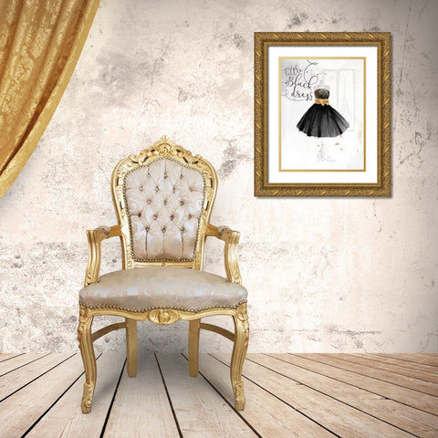 Little Black Gold Dress Gold Ornate Wood Framed Art Print with Double Matting by OnRei