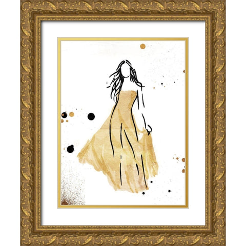 Form Dress Gold Gold Ornate Wood Framed Art Print with Double Matting by OnRei