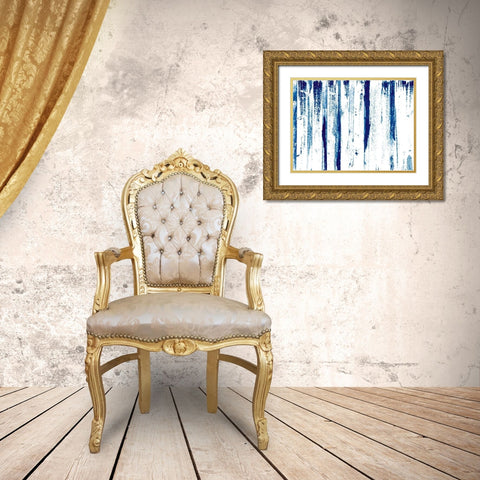 Blue Tears Gold Ornate Wood Framed Art Print with Double Matting by OnRei