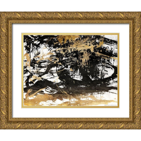 Golden Mess Gold Ornate Wood Framed Art Print with Double Matting by OnRei