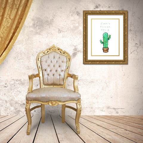 Cant Touch This Cactus Gold Ornate Wood Framed Art Print with Double Matting by OnRei