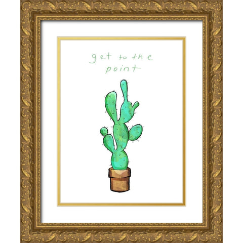 Get To The Point Cactus Gold Ornate Wood Framed Art Print with Double Matting by OnRei