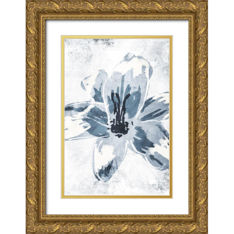 Sketched Cool Flower Gold Ornate Wood Framed Art Print with Double Matting by OnRei