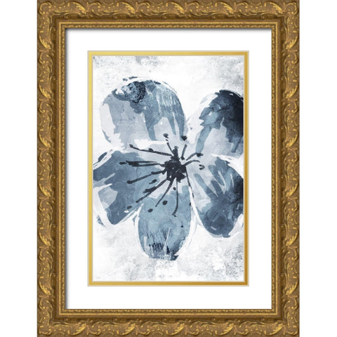 Sketched Cool Flower Mate Gold Ornate Wood Framed Art Print with Double Matting by OnRei