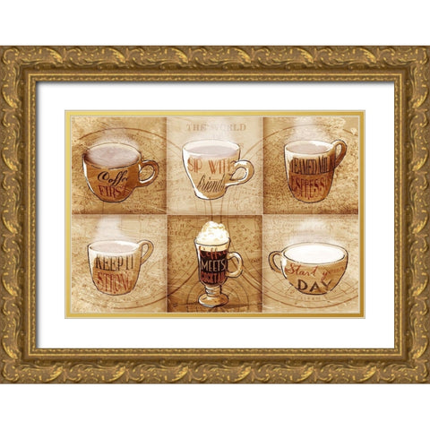 Coffee Crew Gold Ornate Wood Framed Art Print with Double Matting by OnRei