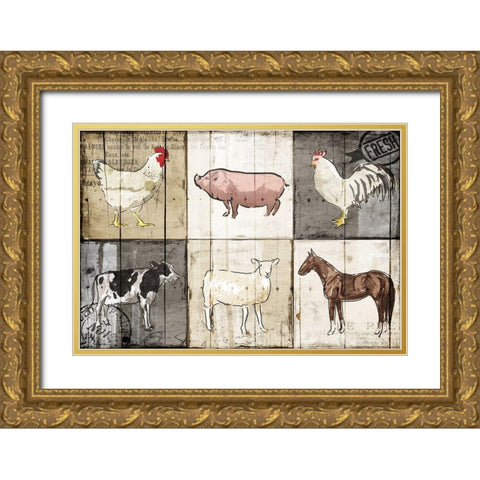 Farm Animals PM Gold Ornate Wood Framed Art Print with Double Matting by OnRei