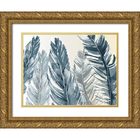 Group Of Feathers Gold Ornate Wood Framed Art Print with Double Matting by OnRei